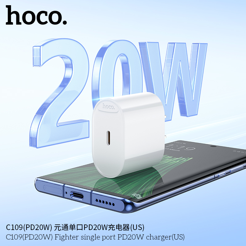 Cốc sạc Hoco PD20W một cổng C109 (PD20W) Fighter (US)