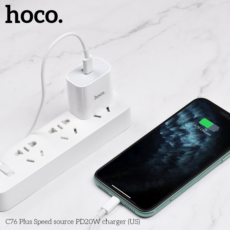 Sạc Nhanh Hoco C76 Plus | PD20W 1 Cổng Type-C | Tương Thích iPhone iPad | Hàng Chính Hãng | Phụ Kiện Giá Rẻ | Vi Tính Hóc Môn