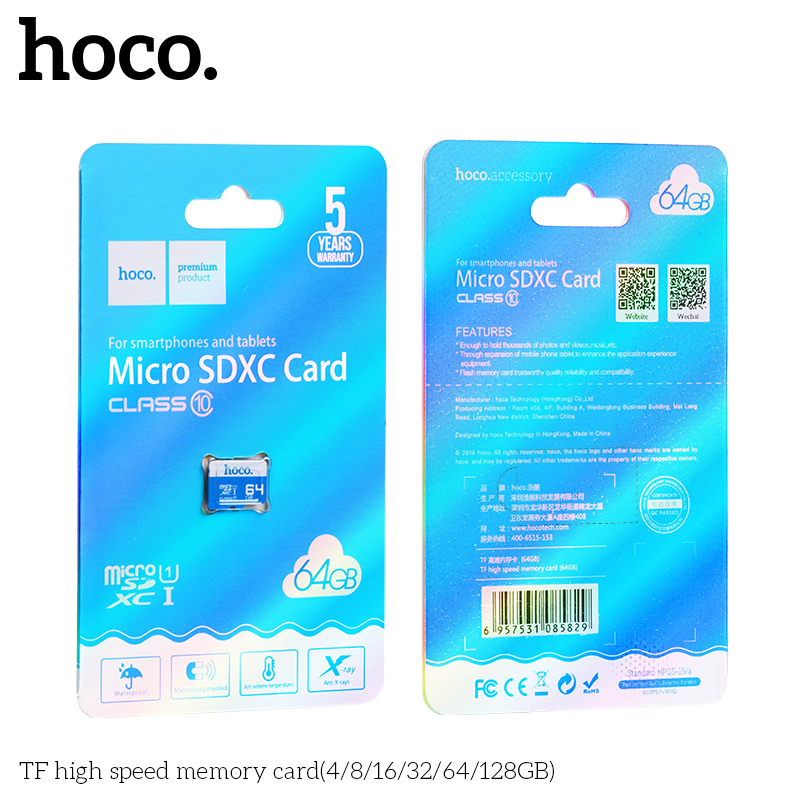 Thẻ nhớ 64GB class 10 tốc độ cao - chính hãng Hoco - chuẩn MicroSD dùng cho điện thoại - camera ip - máy ảnh
