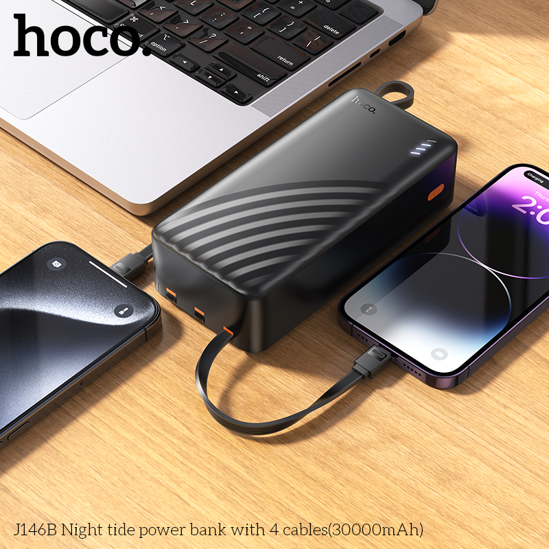 Sạc Dự Phòng Hoco J146B 4 Dây 30000mAh | Pin Dung Lượng Lớn | Sạc Nhanh Tiện Lợi | Vi Tính Hóc Môn