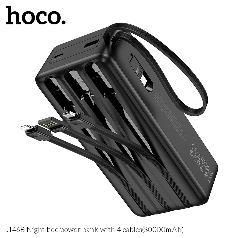 Sạc Dự Phòng Hoco J146B 4 Dây 30000mAh | Pin Dung Lượng Lớn | Sạc Nhanh Tiện Lợi | Vi Tính Hóc Môn