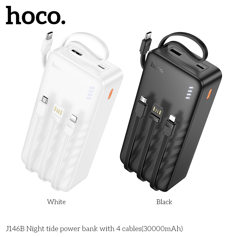 Sạc Dự Phòng Hoco J146B 4 Dây 30000mAh | Pin Dung Lượng Lớn | Sạc Nhanh Tiện Lợi | Vi Tính Hóc Môn