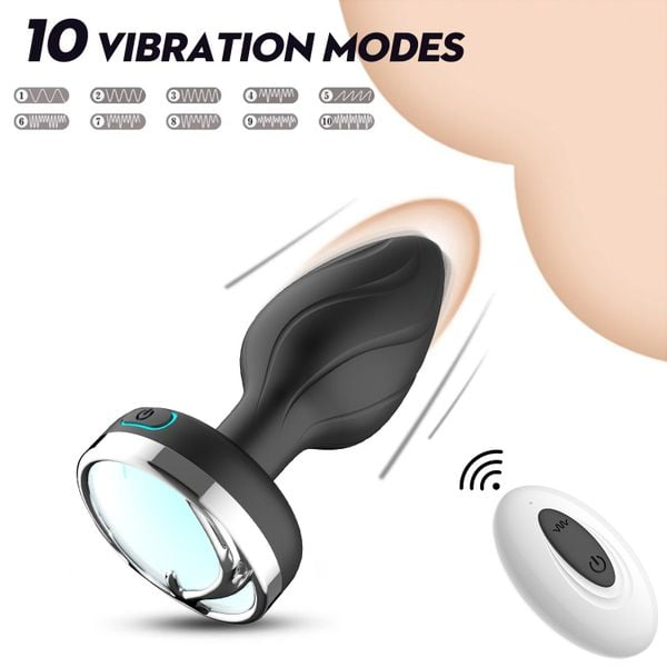 Phích Cắm Hậu Môn Silicone 10 Chế Độ Rung | Đèn Led Đổi Màu | Có Remote Điều Khiển | Đồ Chơi Tình Yêu | Vi Tính Hóc Môn