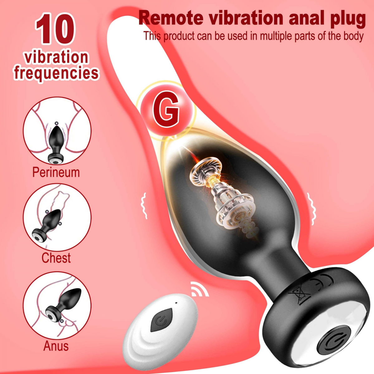 Phích Cắm Hậu Môn Silicone 10 Chế Độ Rung | Đèn Led Đổi Màu | Có Remote Điều Khiển | Đồ Chơi Tình Yêu | Vi Tính Hóc Môn
