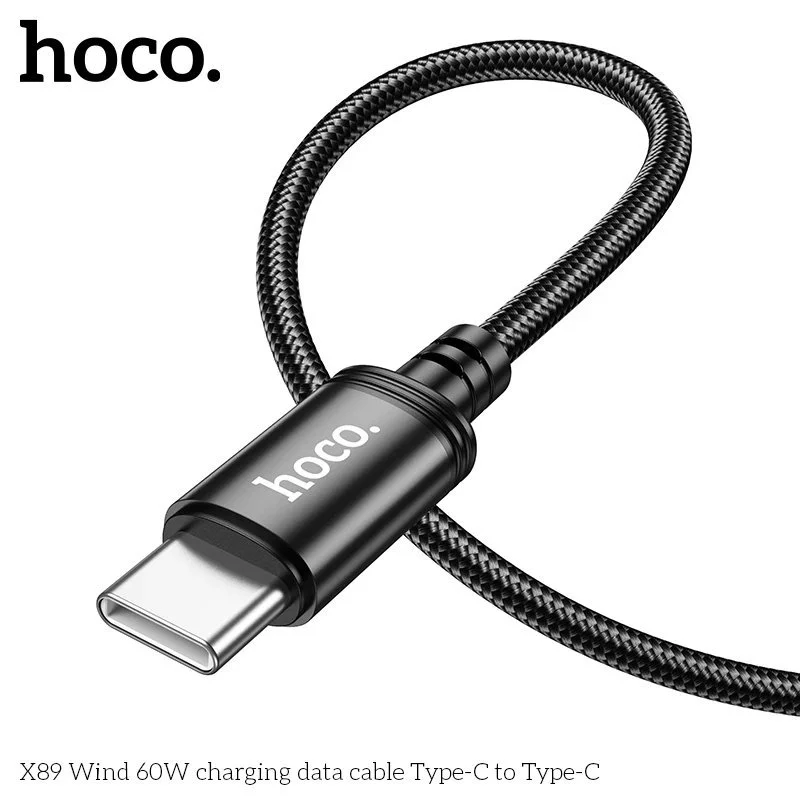 Cáp sạc Hoco X89 Type-C to Type-C | Sạc nhanh chính hãng | Dây dù bện siêu bền | Tương thích Samsung | iPhone 15 | Xiaomi | 1M | Vi Tính Hóc Môn
