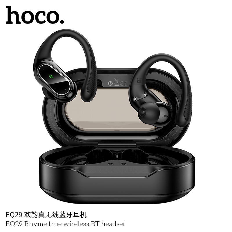 Tai nghe Bluetooth không dây Hoco EQ29 có móc chống rơi rớt | Pin trâu 9h nghe gọi rõ | Phù hợp tài xế Grab, Be, Xanh SM, shopee food | Tai nghe không dây chất lượng cao | Kết nối ổn định Bluetooth 5.3 | Vi Tính Hóc Môn