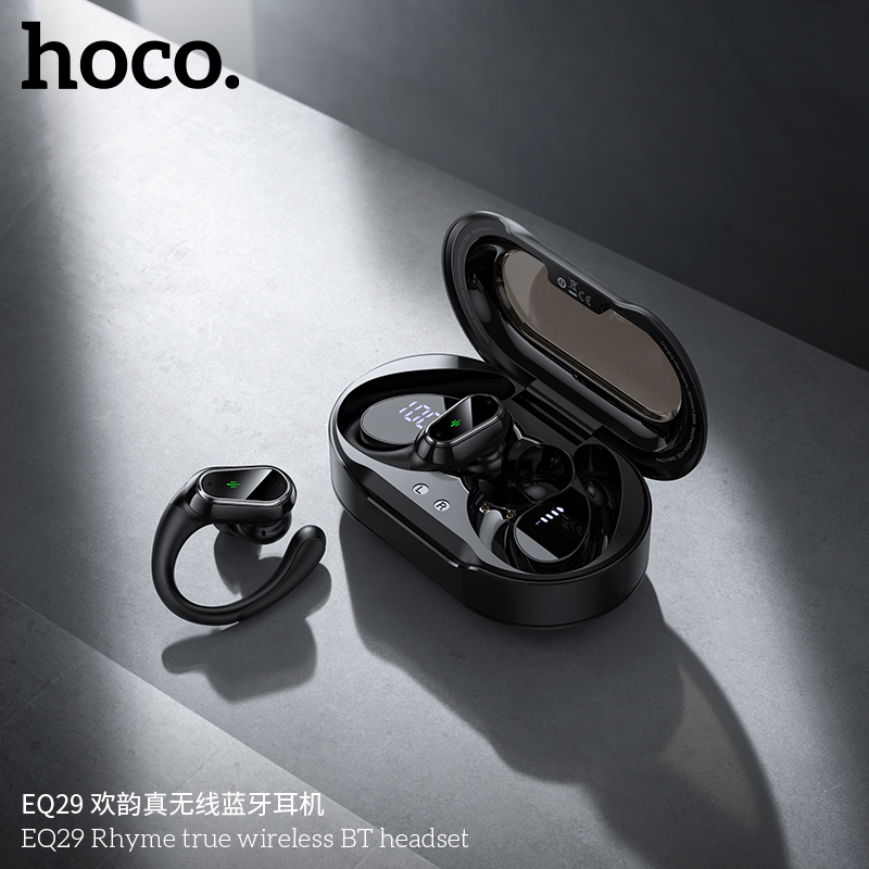 Tai nghe Bluetooth không dây Hoco EQ29 có móc chống rơi rớt | Pin trâu 9h nghe gọi rõ | Phù hợp tài xế Grab, Be, Xanh SM, shopee food | Tai nghe không dây chất lượng cao | Kết nối ổn định Bluetooth 5.3 | Vi Tính Hóc Môn