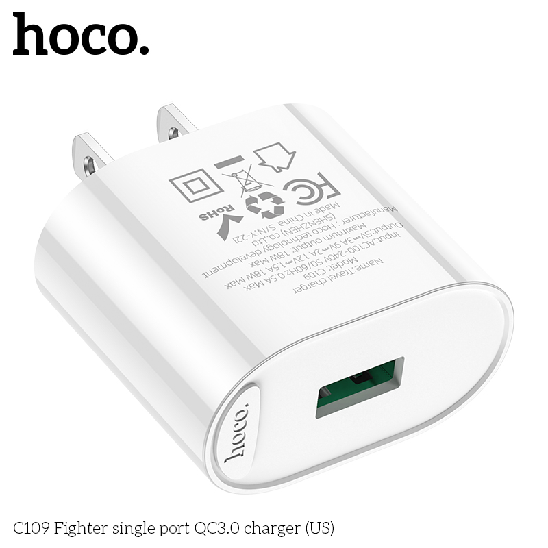 Cốc sạc 18w  Hoco C109 Fighter single port QC3.0