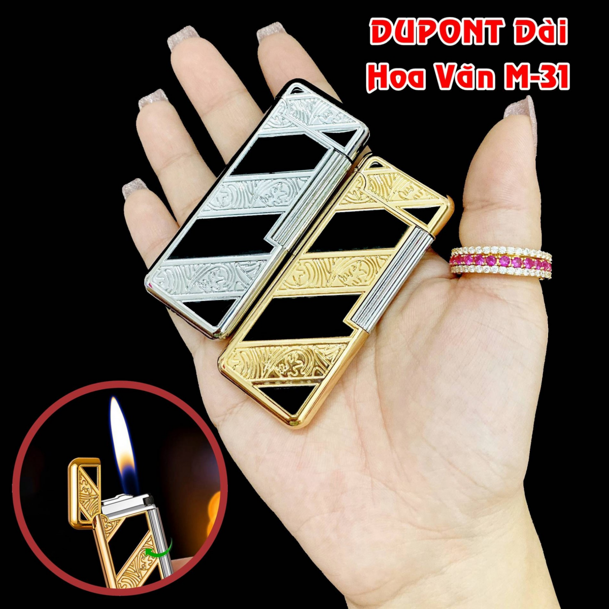 BẬT LỬA DUPONT DÀI HOA VĂN M-31 (XÀI GAS)
