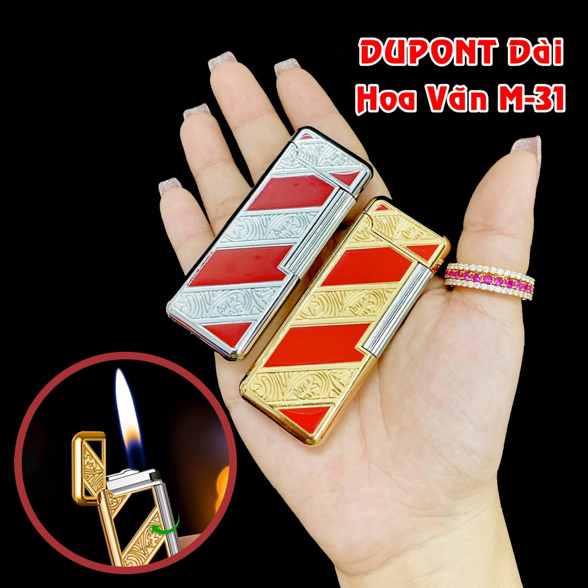BẬT LỬA DUPONT DÀI HOA VĂN M-31 (XÀI GAS)