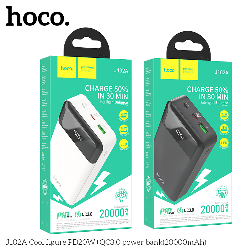 Pin Sạc Dự Phòng Hoco J102A  20000mAh - Sạc Nhanh 20W, Type-C In/Out Chính Hãng