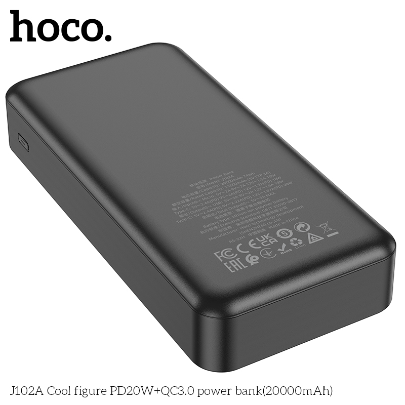 Pin Sạc Dự Phòng Hoco J102A  20000mAh - Sạc Nhanh 20W, Type-C In/Out Chính Hãng