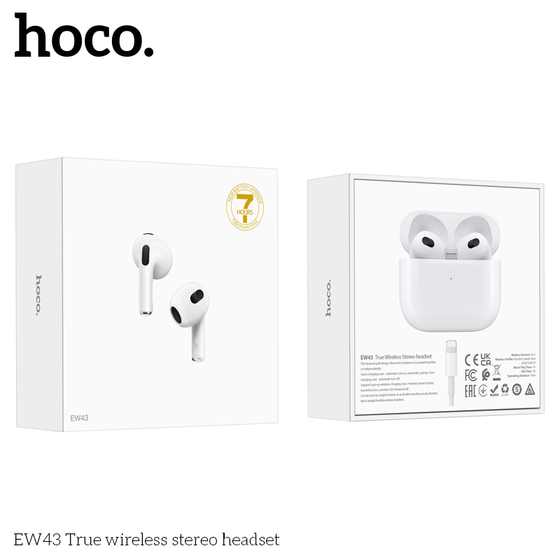 Tai Nghe Bluetooth Hoco EW43 V5.3 | Cao Cấp 7H Nghe Nhạc | Tích Hợp Micro Đàm Thoại | Âm Thanh Sống Động | Vi Tính Hóc Môn