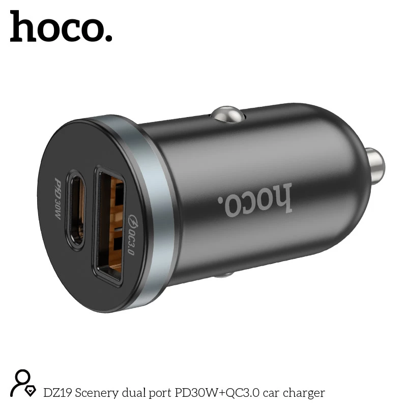 Tẩu sạc ô tô Hoco DZ19 30W | Sạc nhanh hai cổng USB | Sạc xe hơi cao cấp | Sạc ô tô Hoco chính hãng | Tẩu sạc nhanh Hoco DZ19 | Bộ sạc ô tô USB 30W | Vi Tính Hóc Môn
