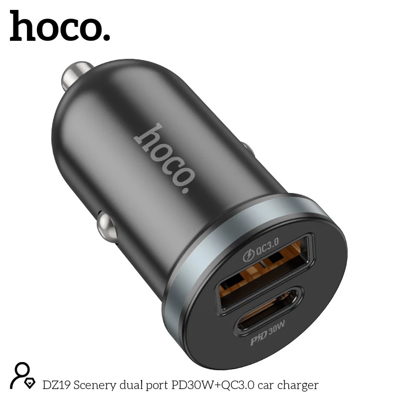 Tẩu sạc ô tô Hoco DZ19 30W | Sạc nhanh hai cổng USB | Sạc xe hơi cao cấp | Sạc ô tô Hoco chính hãng | Tẩu sạc nhanh Hoco DZ19 | Bộ sạc ô tô USB 30W | Vi Tính Hóc Môn