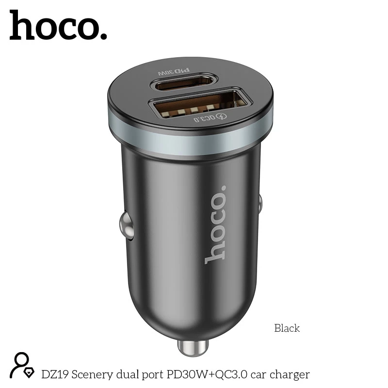 Tẩu sạc ô tô Hoco DZ19 30W | Sạc nhanh hai cổng USB | Sạc xe hơi cao cấp | Sạc ô tô Hoco chính hãng | Tẩu sạc nhanh Hoco DZ19 | Bộ sạc ô tô USB 30W | Vi Tính Hóc Môn