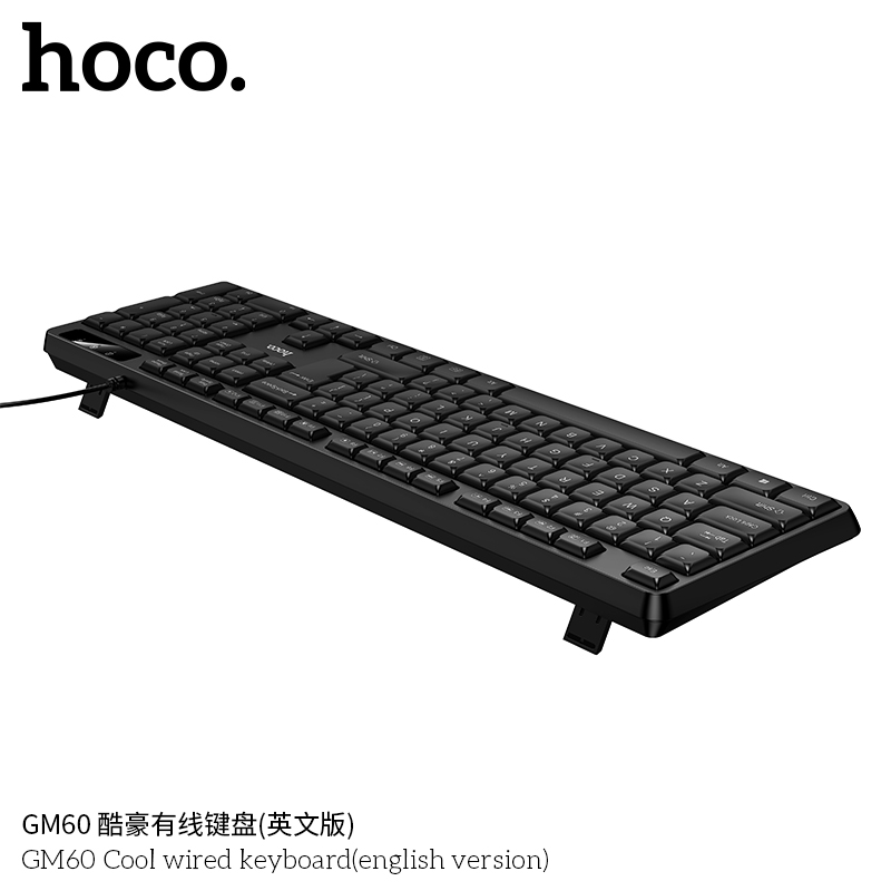 Bàn phím có dây Hoco GM60 Cool | Phiên bản tiếng Anh hiện đại | Bàn phím văn phòng & chơi game | Thiết kế sang trọng, bấm êm | Kết nối USB ổn định, độ bền cao | Phụ kiện máy tính chất lượng | Mua bàn phím chính hãng giá tốt | Vi Tính Hóc Môn