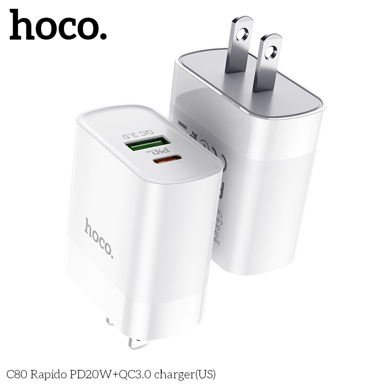 Củ Sạc Nhanh 2 Cổng CAO CẤP Hoco C80/C80A Sạc 3.0 PD | Cốc Sạc Hoco Chính Hãng | Sạc Nhanh iPhone Samsung | Sạc An Toàn Bền Bỉ | Phụ Kiện Sạc Chất Lượng Cao | Giá Rẻ Giao Nhanh | Vi Tính Hóc Môn