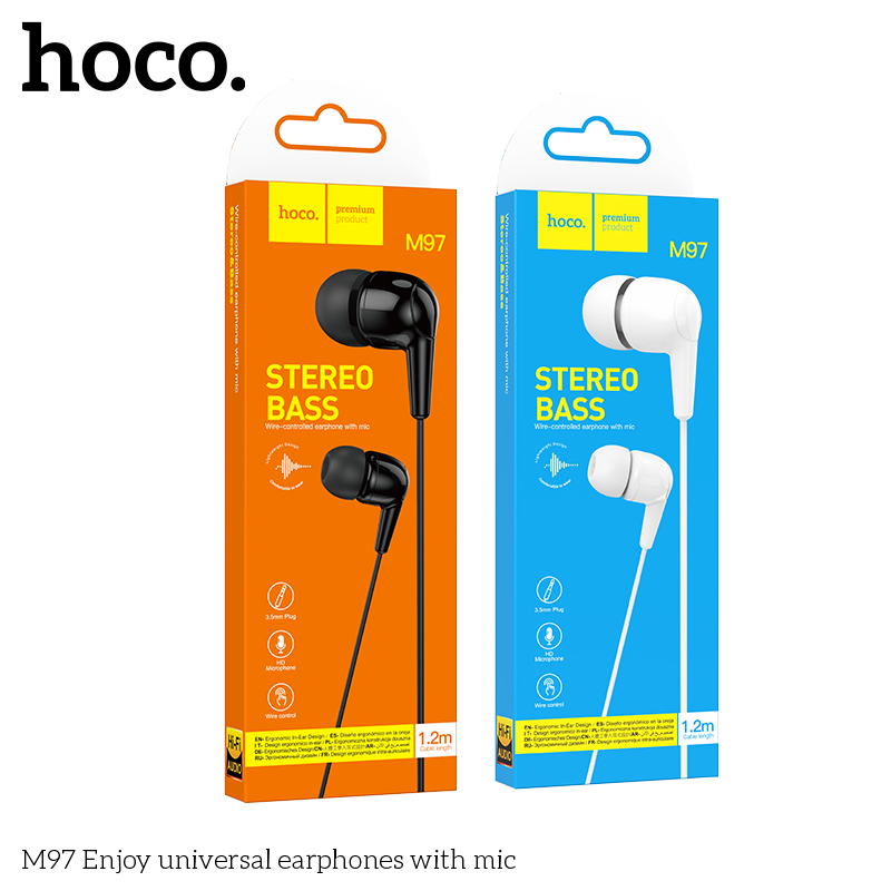 Tai nghe có dây Hoco M97 có mic đàm thoại | Âm thanh cực chuẩn | Jack cắm 3.5mm tương thích mọi thiết bị | Giá tốt | Vi Tính Hóc Môn
