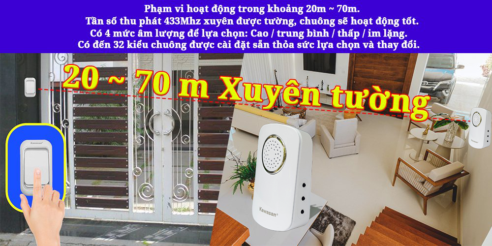 Chuông Cửa Không Dây DB668B Chính Hãng Âm Thanh Lớn Kết Nối Ổn Định | Vi Tính Hóc Môn