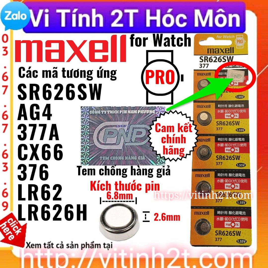 1 viên Pin maxell Pro chuyền dùng cho đồng hồ mã SR626 626 AG4 377