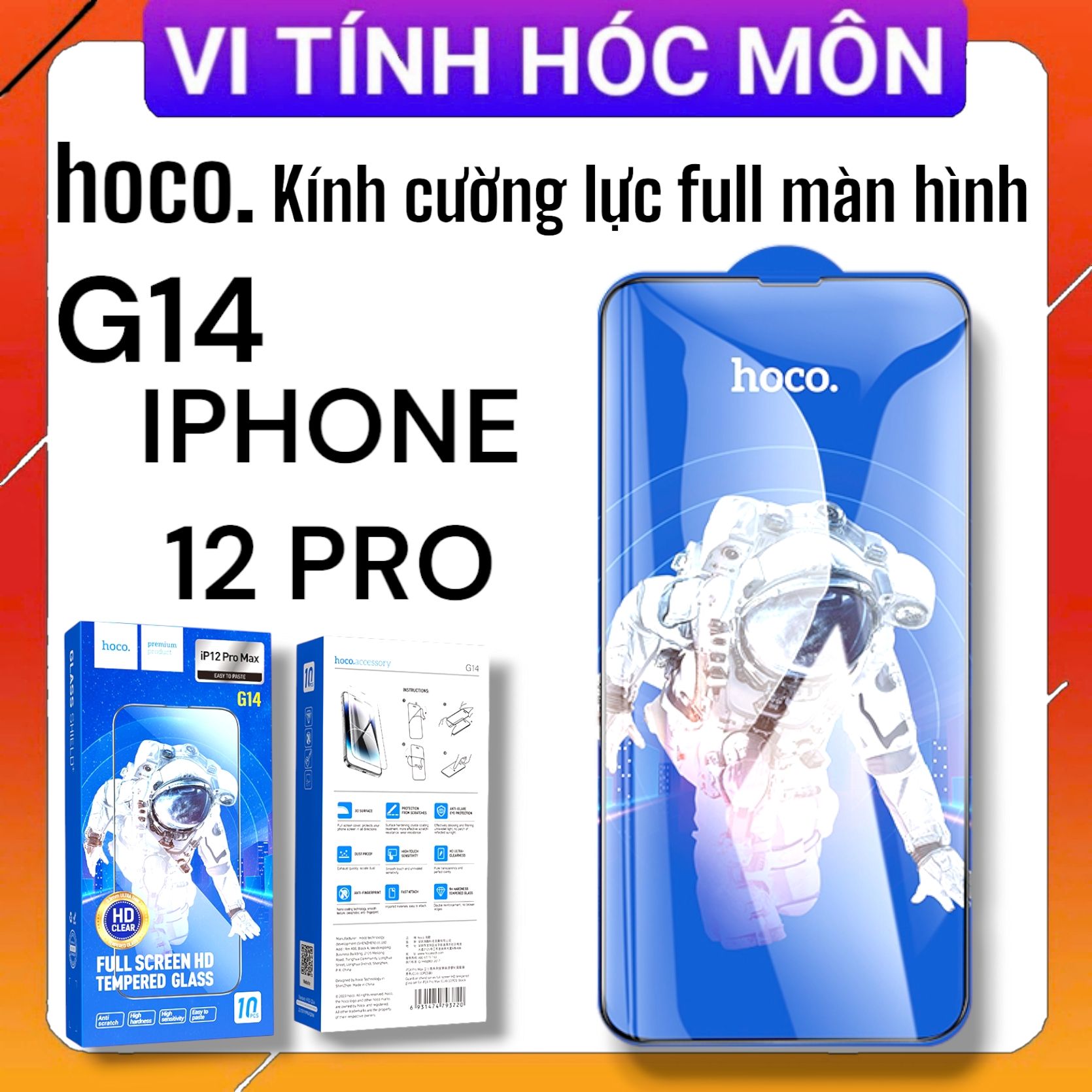 ( iphone 12pro ) Cường lực HD Guardian Shield Hoco G14