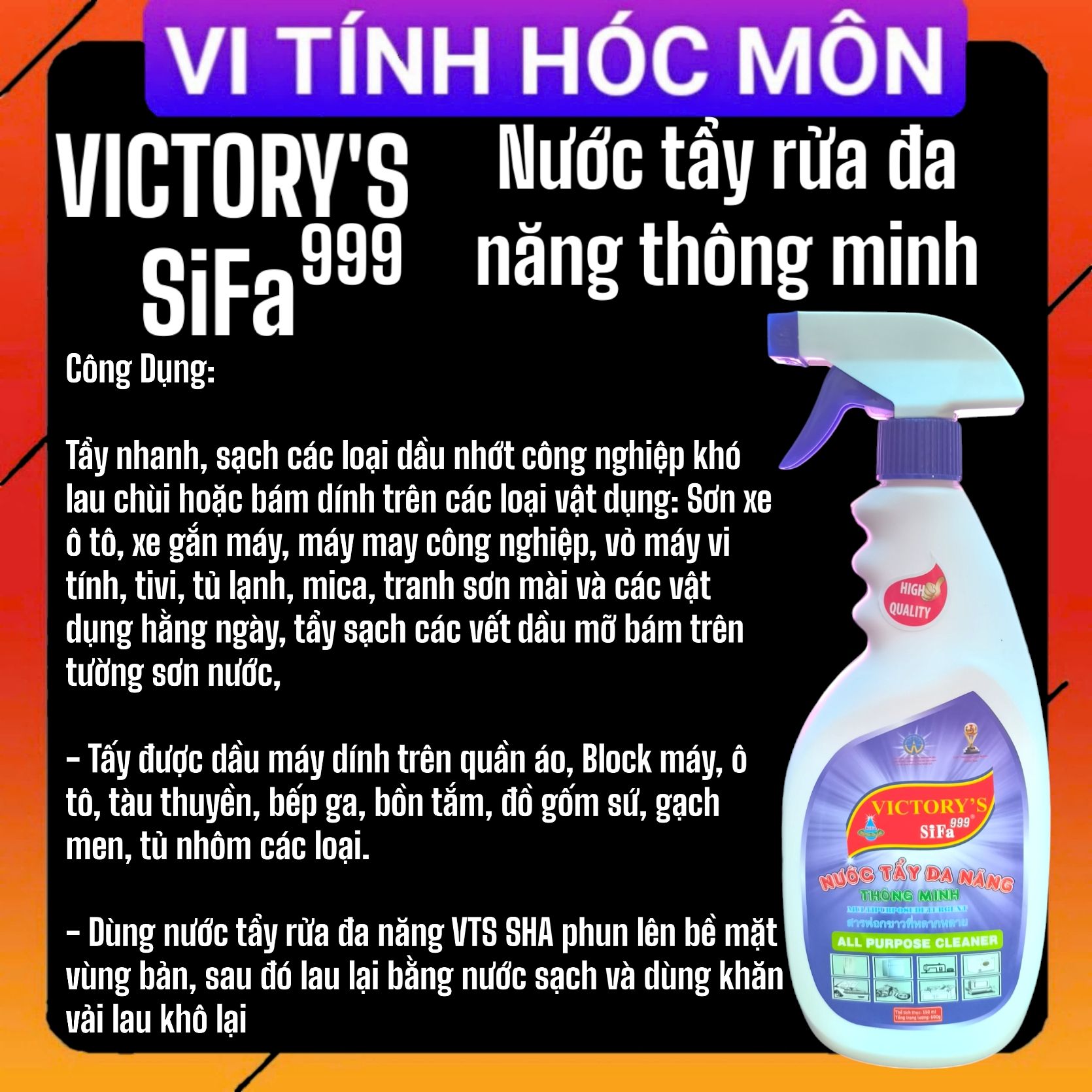 ( VICTORY'S SIFA 999) Nước tẩy rửa đa năng thông Minh SIFA 999 hàng nhập khẩu thái lan tẩy đa năng