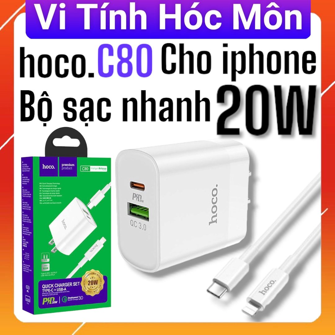 Bộ sạc nhanh iphone Hoco C80 PD 20w Type c ra iphone hóc môn