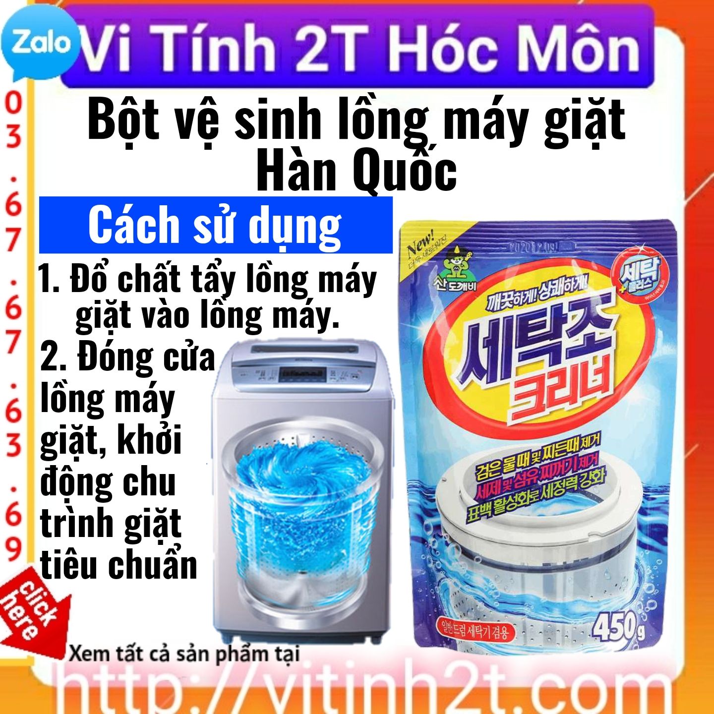 Bột vệ sinh lồng máy giặt Hàn Quốc 450g