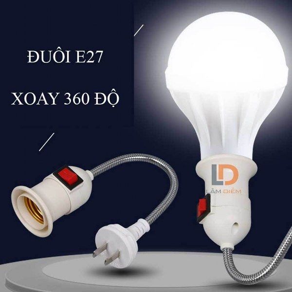 CHUÔI ĐÈN LÒ XO CÓ CÔNG TẮC E27 XOAY 360 ĐỘ