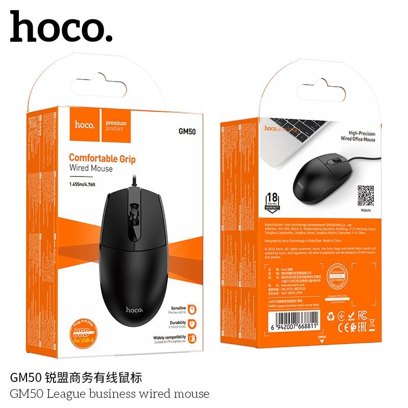 Chuột HOCO GM50 chính hãng | Chuột dây HOCO GM50 League | Chuột máy tính HOCO GM50 dành cho doanh nhân | Chuột PC USB HOCO GM50 | Mouse PC USB bền đẹp | Giá tốt tại Vi Tính Hóc Môn | Mua lẻ & sỉ | Bảo hành uy tín | Hàng mới 100% | Giao nhanh | Hóc Môn | V