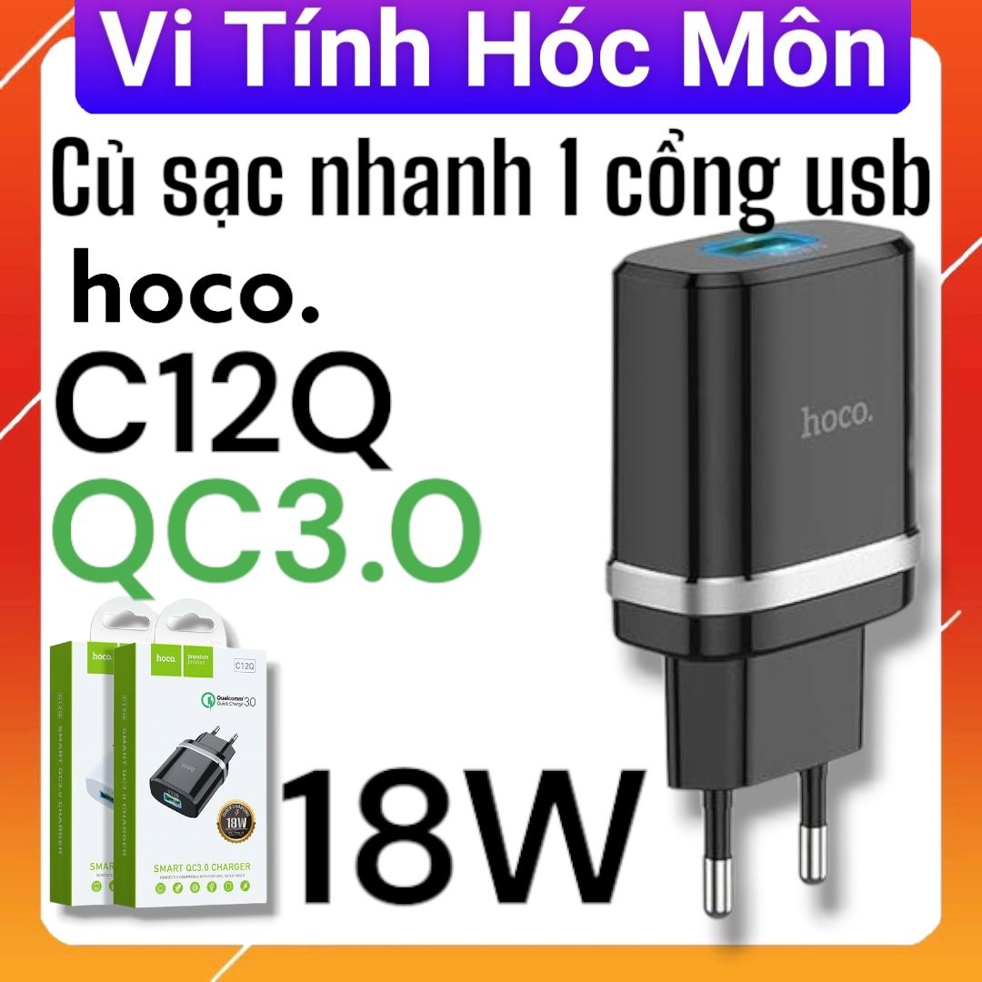 Củ sạc nhanh Hoco c12Q hỗ trợ Quick charge 3.0 18W chính hãng