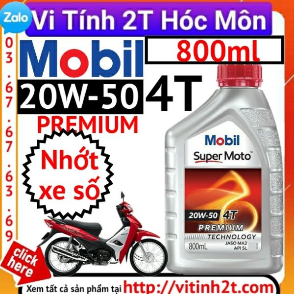 (0.8L) Dầu nhớt Mobil Super Moto 20W-50 0.8L xe số