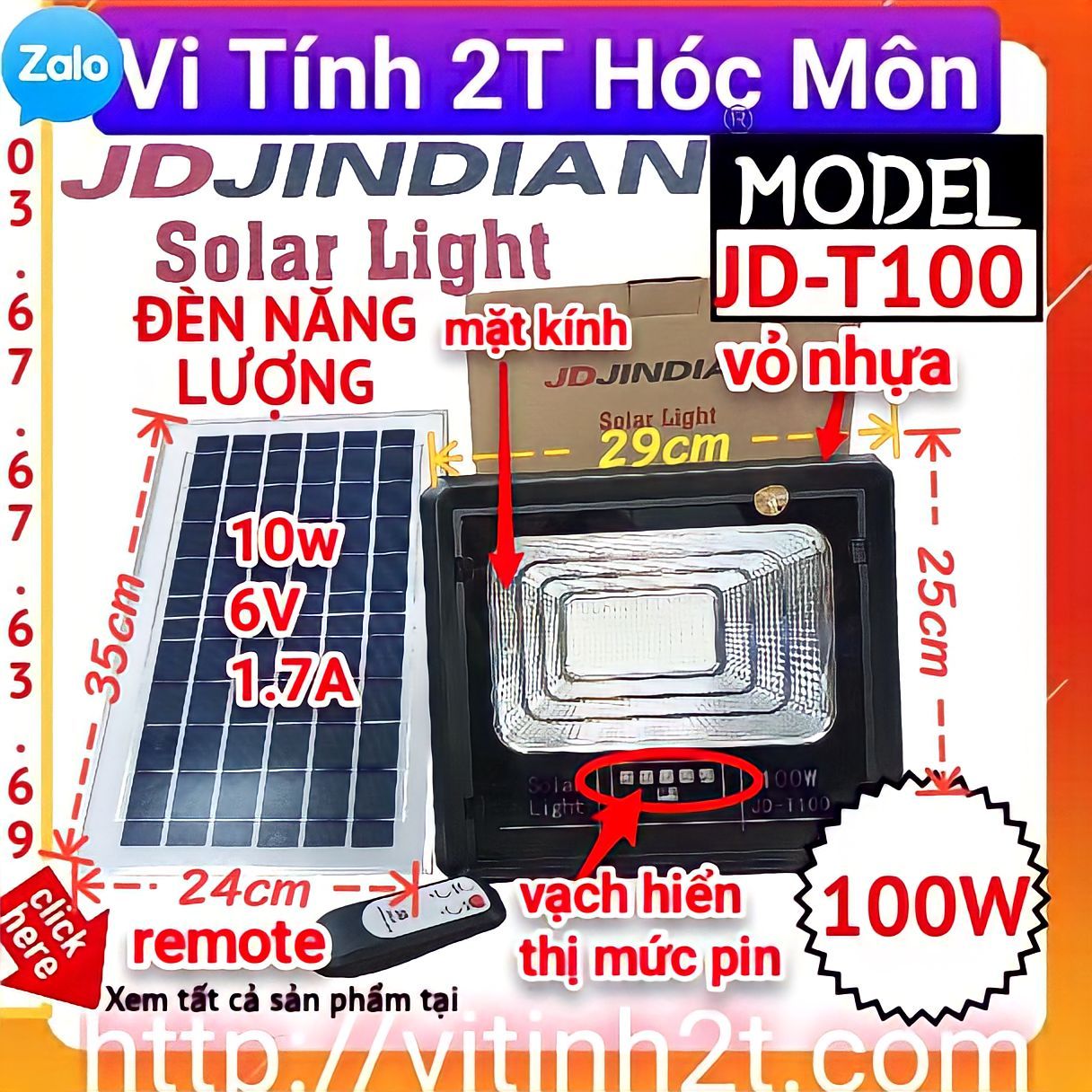 Đèn Năng Lượng Mặt Trời Đèn Pha Năng Lượng Mặt Trời Jindian JD T100