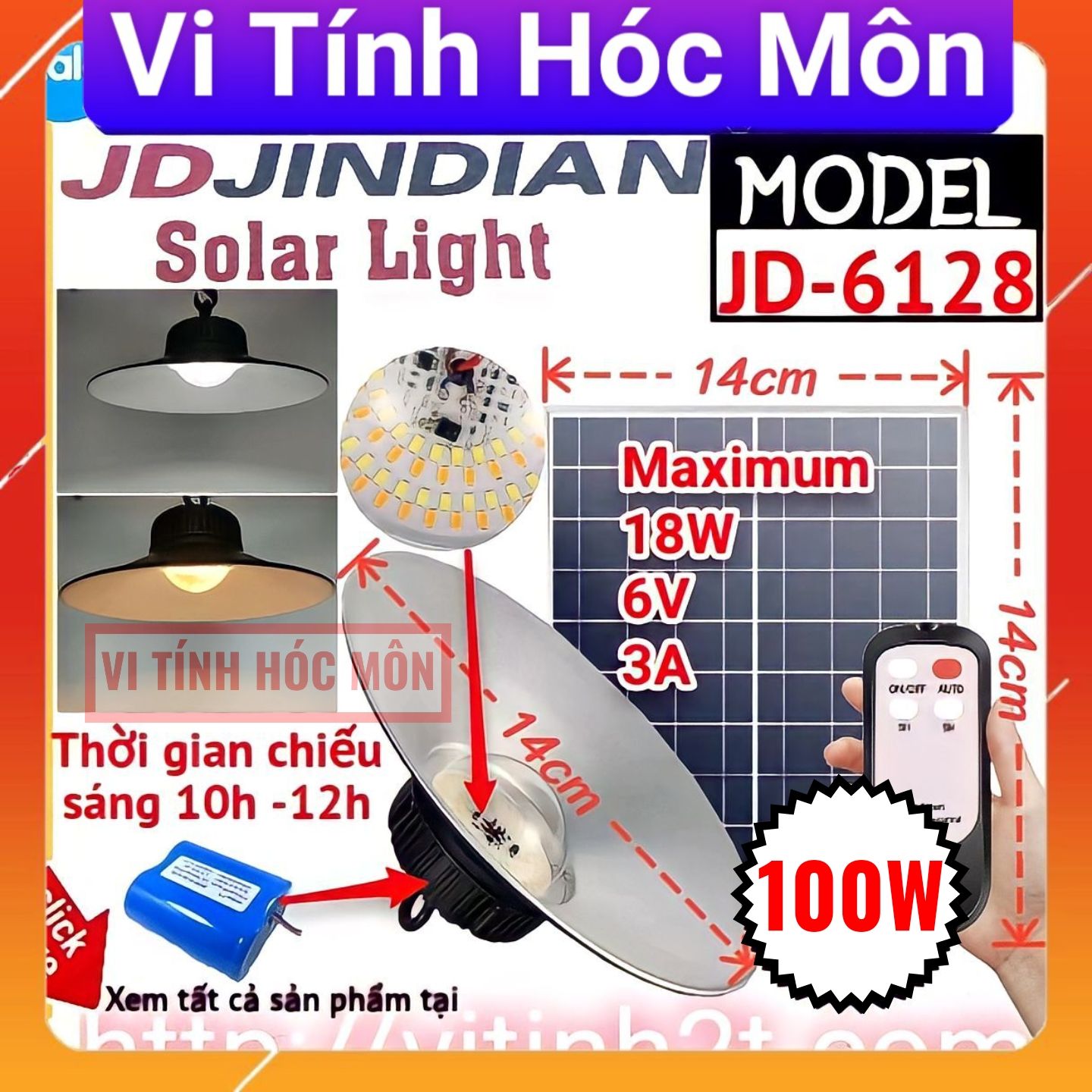 Đèn năng lượng mặt trời Jindian JD-6128 JD6128 80w