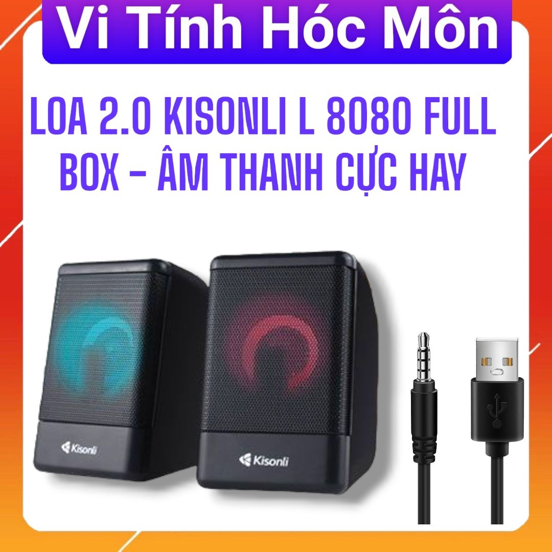 Loa vi tính 2.0 Kisonli L-8080 led RGB chuyên nhạc và game (Đen)