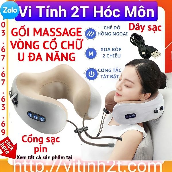GỐI MASSAGE VÒNG CỔ CHỮ U ĐA NĂNG