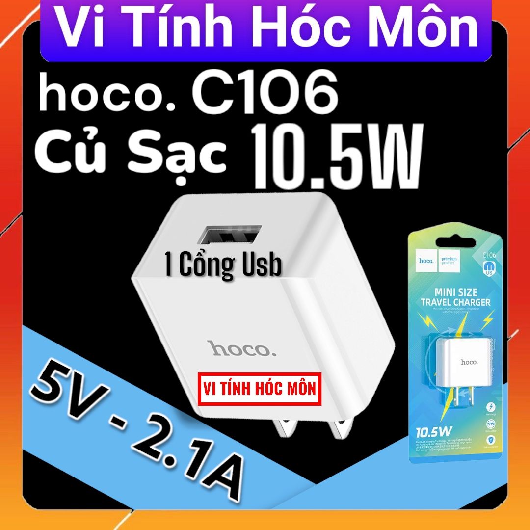 Hoco c106 Củ sạc 2.4A 10.5w 1 cổng usb mini size travel charger