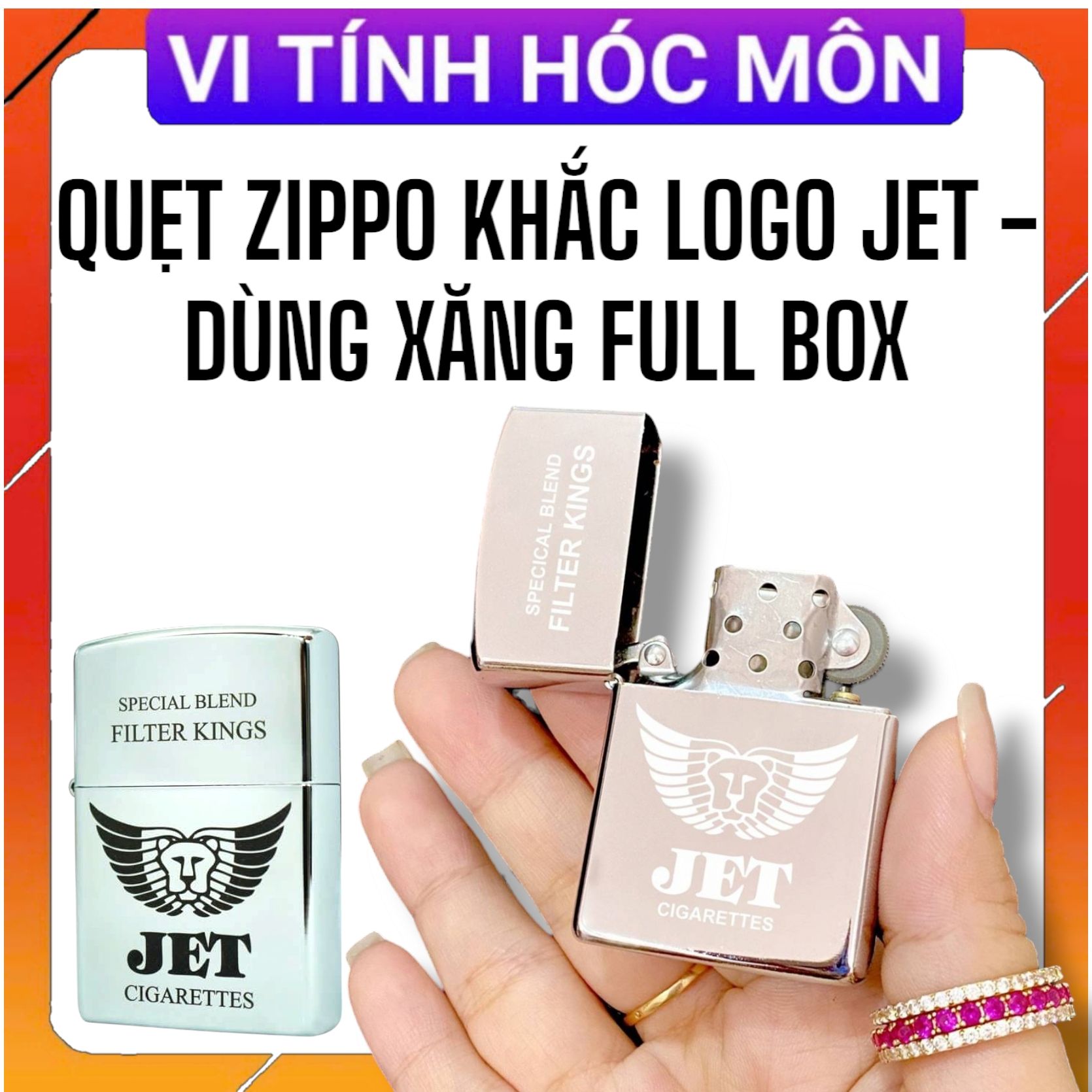 Hột Quẹt Zippo Jet  (full Hộp Tem đỏ) bật lửa hóc môn