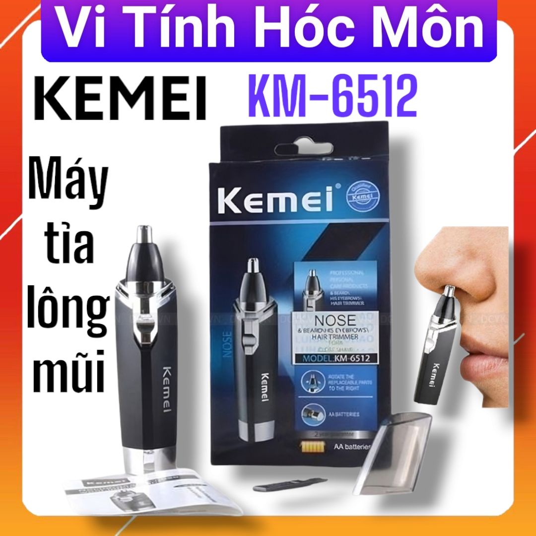 Máy tỉa lông mũi dùng pin tiện lợi Kemei KM-6512 ( có kèm pin) vi tính hóc môn