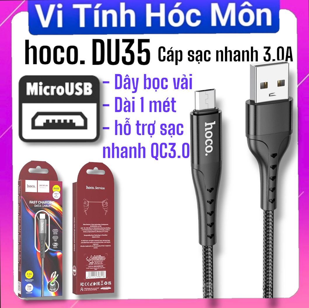 (Micro usb) Cáp sạc nhanh 3.0A hoco DU35