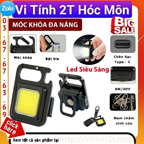 Móc khóa đèn pin đèn led khẩn cấp COB siêu sáng sạc lại được