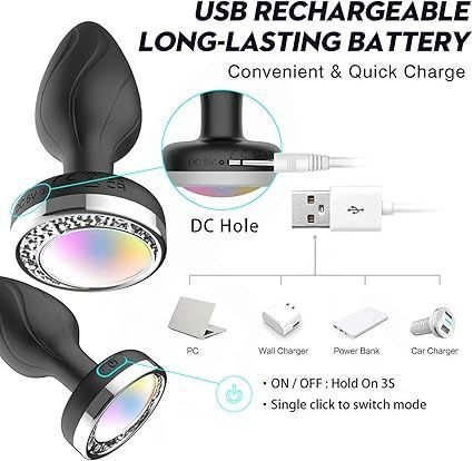 Phích Cắm Hậu Môn Silicone 10 Chế Độ Rung | Đèn Led Đổi Màu | Có Remote Điều Khiển | Đồ Chơi Tình Yêu | Vi Tính Hóc Môn