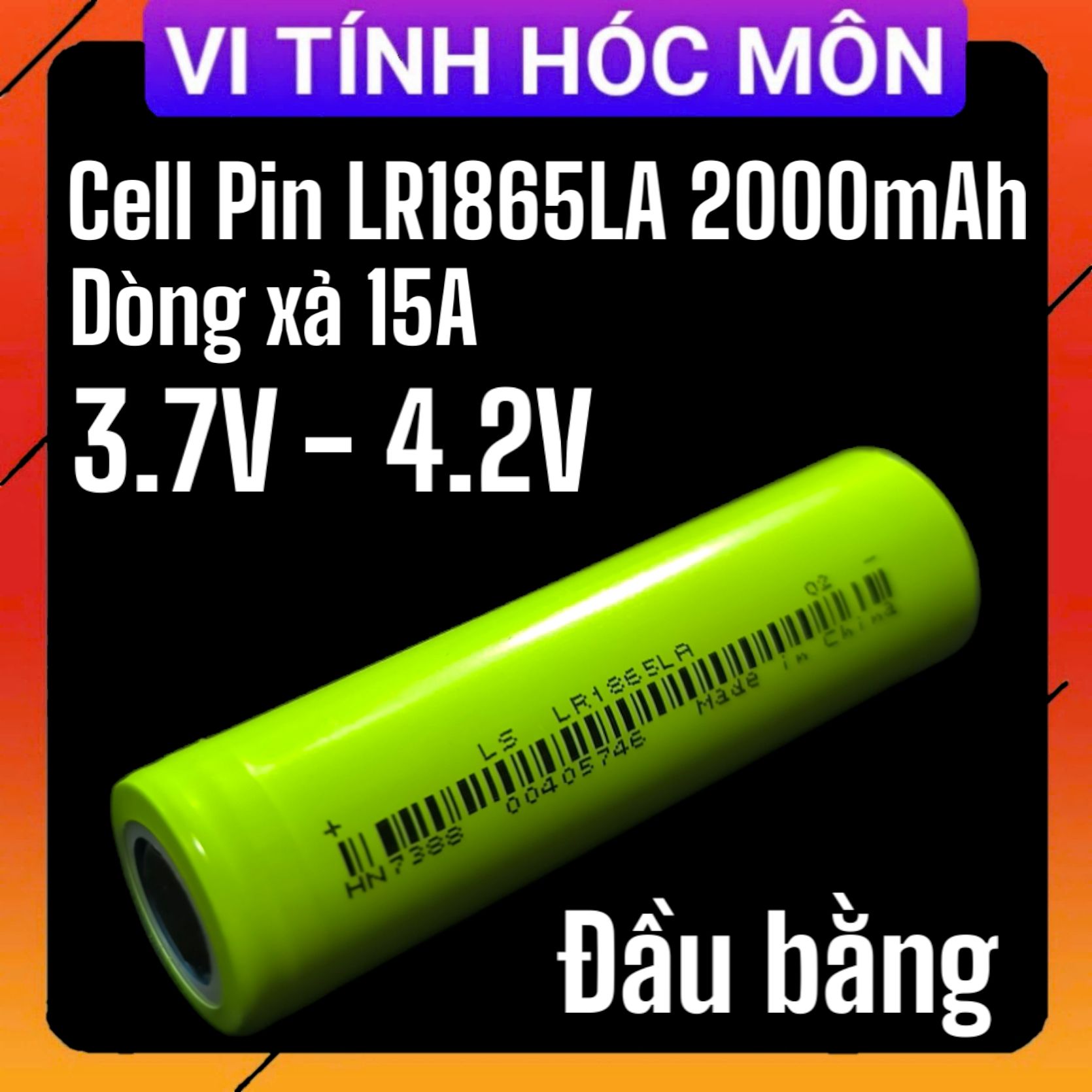 Pin Lithium Ion LISHEN 18650 2000mAh xả 10c - Xanh lá