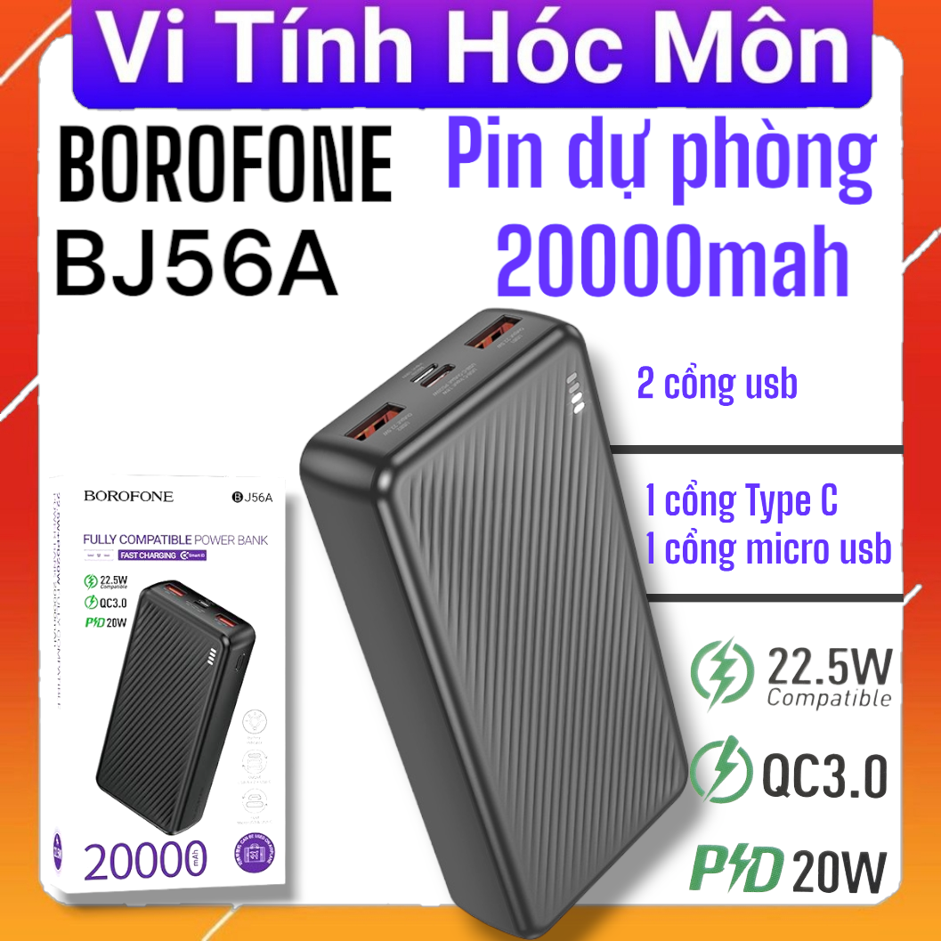 Sạc Dự Phòng Borofone BJ56A 20000mAh có sạc nhanh