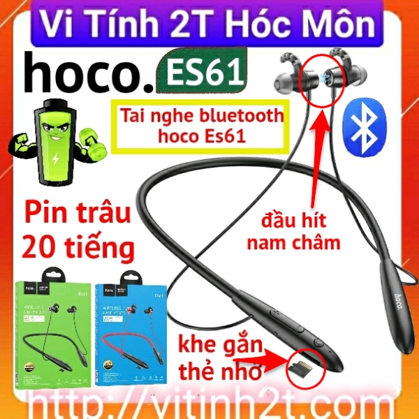 Tai nghe bluetooth choàng cổ hoco es61 pin trâu