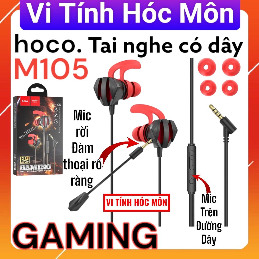 Tai nghe chơi game hoco M105 gaming wire control earphone with mic hóc môn