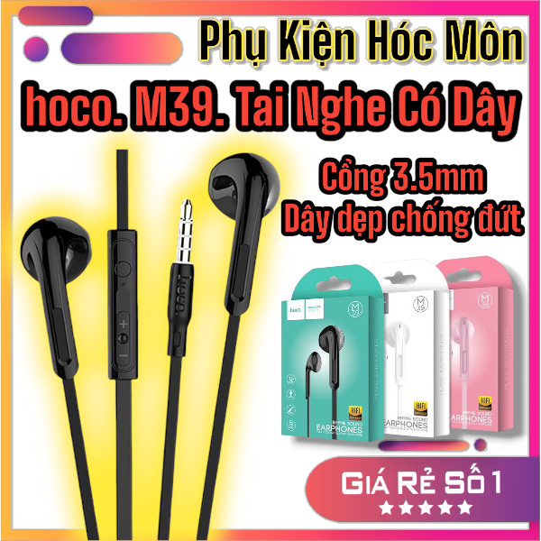 Tai Nghe Có Micro HoCo M39 Âm Thanh Cực Chuẩn | Dây Dẹp Chống Đứt, Cổng 3.5mm | Đàm Thoại Rõ Nét | Giá Rẻ | Vi Tính Hóc Môn