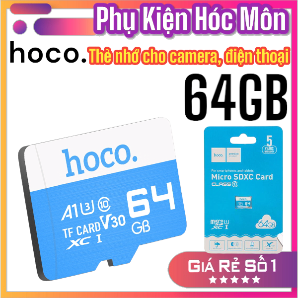 Thẻ nhớ 64GB class 10 tốc độ cao - chính hãng Hoco - chuẩn MicroSD dùng cho điện thoại - camera ip - máy ảnh