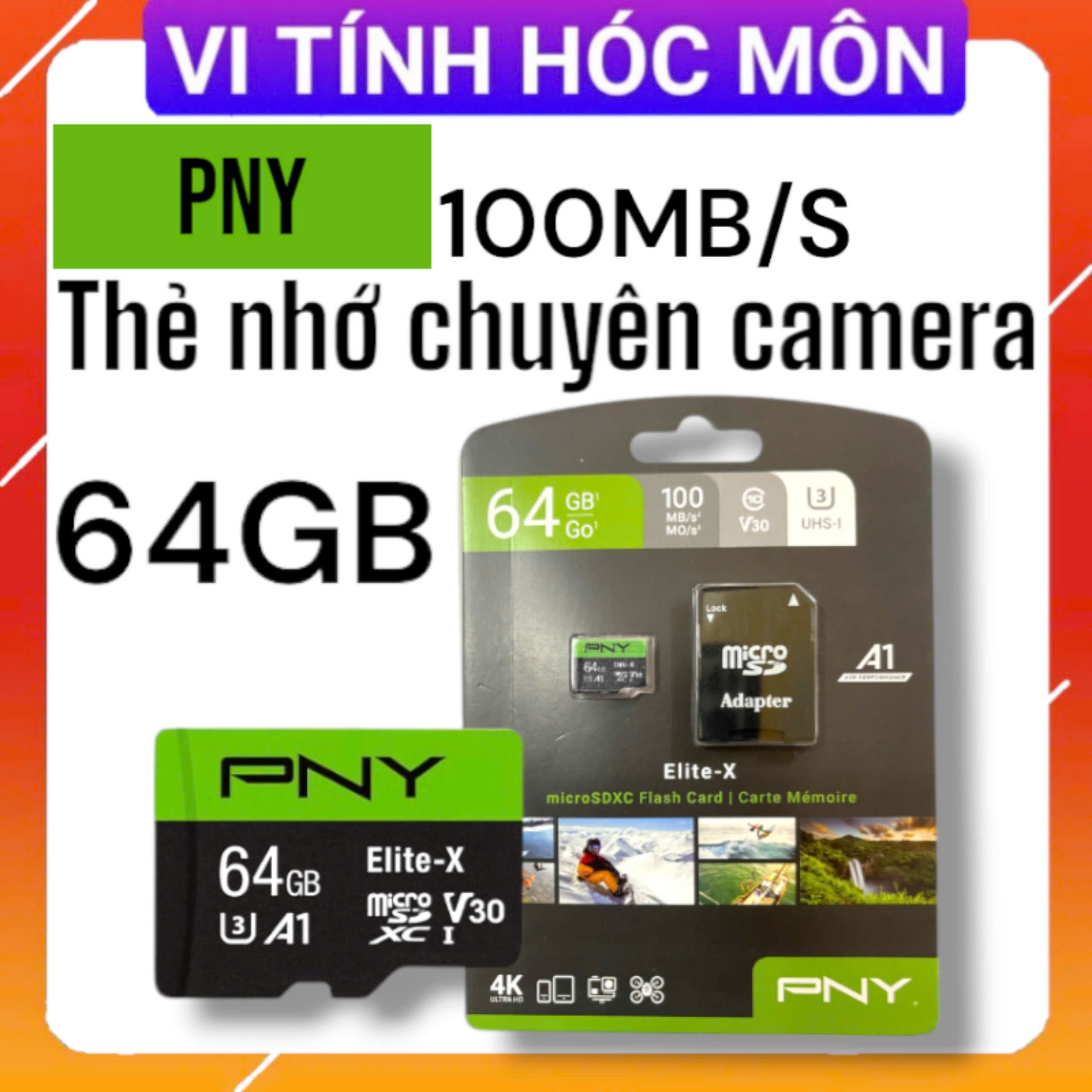 THẺ NHỚ PNY ELITE-X MICROSD 64GB CLASS 10, UHS-I, U3